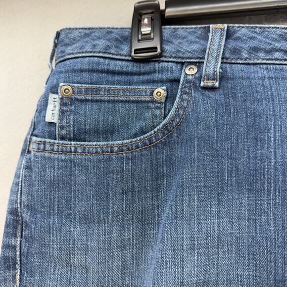 Carhartt Jeans Women's 14x30 Blue Curvy Fit Straight Leg Western Work Wear - Picture 3 of 13